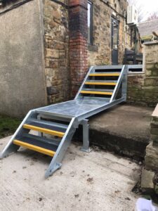 Elevated structural steel access platform